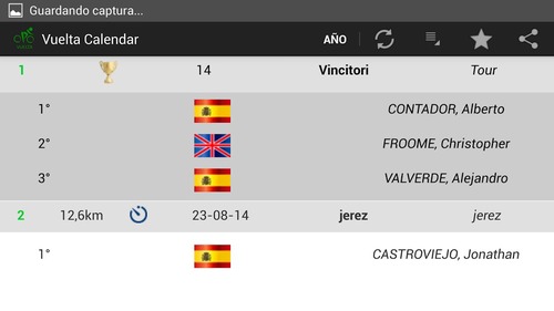 Vuelta西班牙日历,阶段和结果。同步与内部日历游戏截图