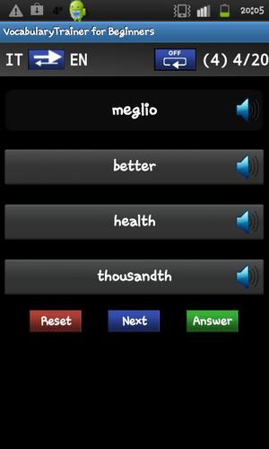 Vocabulary Trainer (IT/EN) Beginner游戏截图