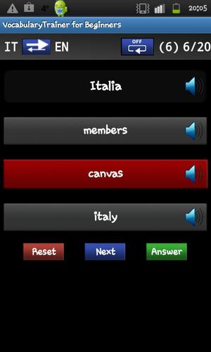 Vocabulary Trainer (IT/EN) Beginner游戏截图