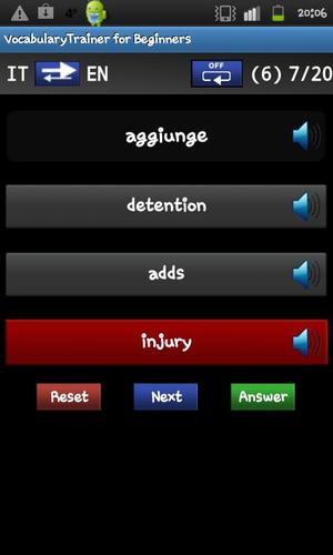 Vocabulary Trainer (IT/EN) Beginner游戏截图