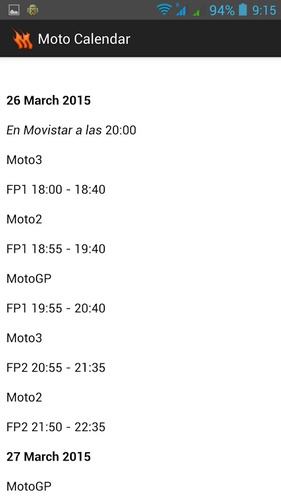 Moto&#32;GP的日历,日程,报警,结果